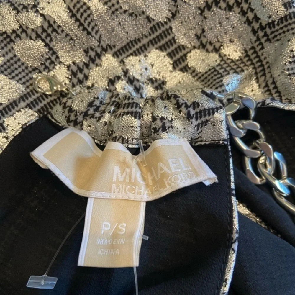 Michael Kos Black Silver Cheetah Print Dress‎ S